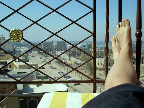 Blick vom Hotel Emilio auf den Tempel von Luxor